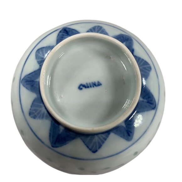 Chinese translucent Rice Eye Grain Blue White Porcelain Bowl Pattern Spoon READ - Picture 5 of 11